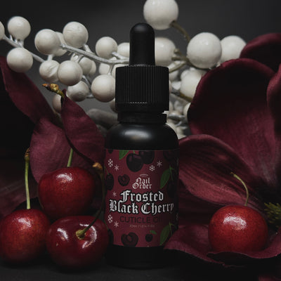 Frosted Black Cherry 30ml Cuticle Oil dropper bottle