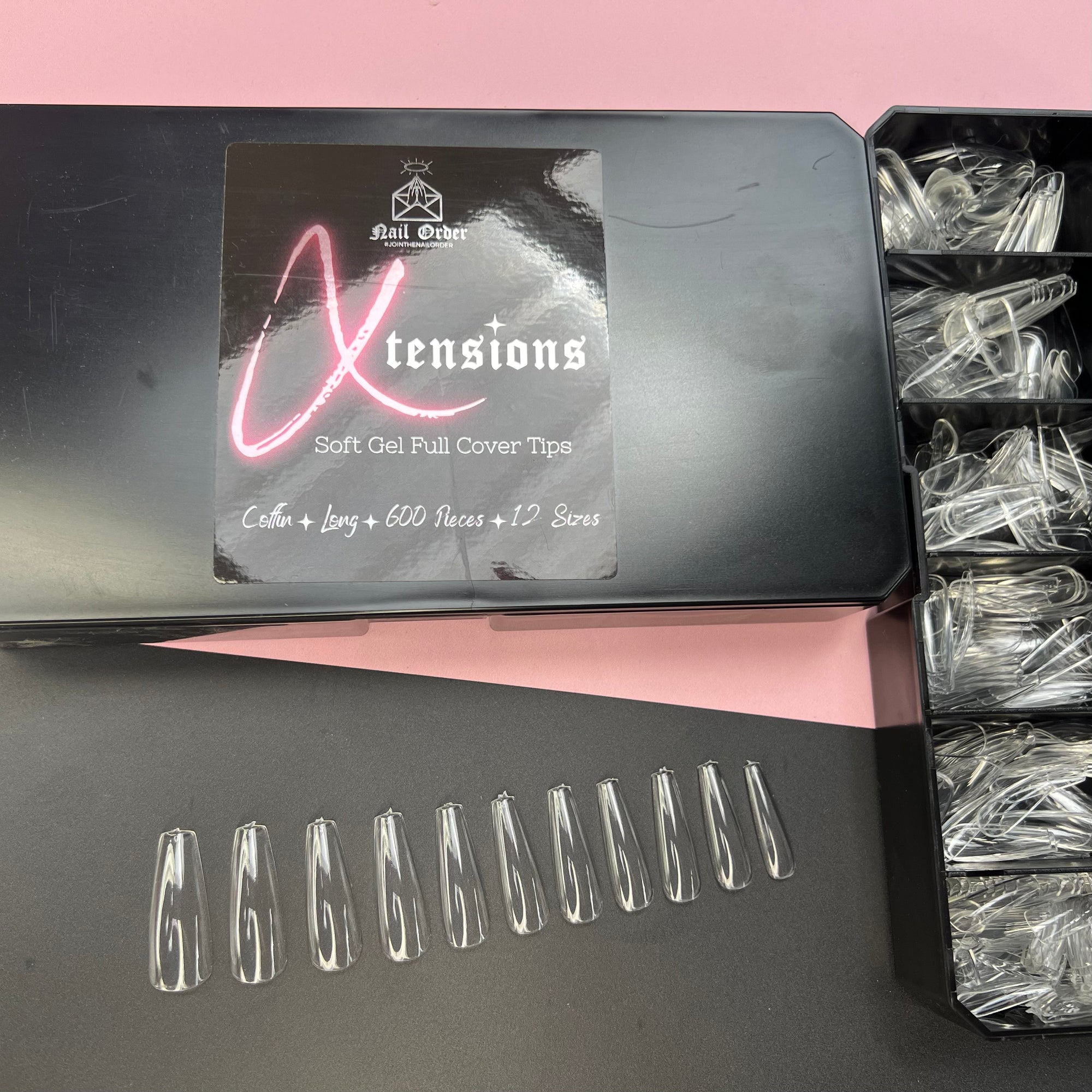 Clear Long Coffin Box Of Full Cover Tips - Nail Order