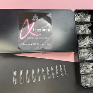 Clear Long Coffin Box Of Full Cover Tips - Nail Order