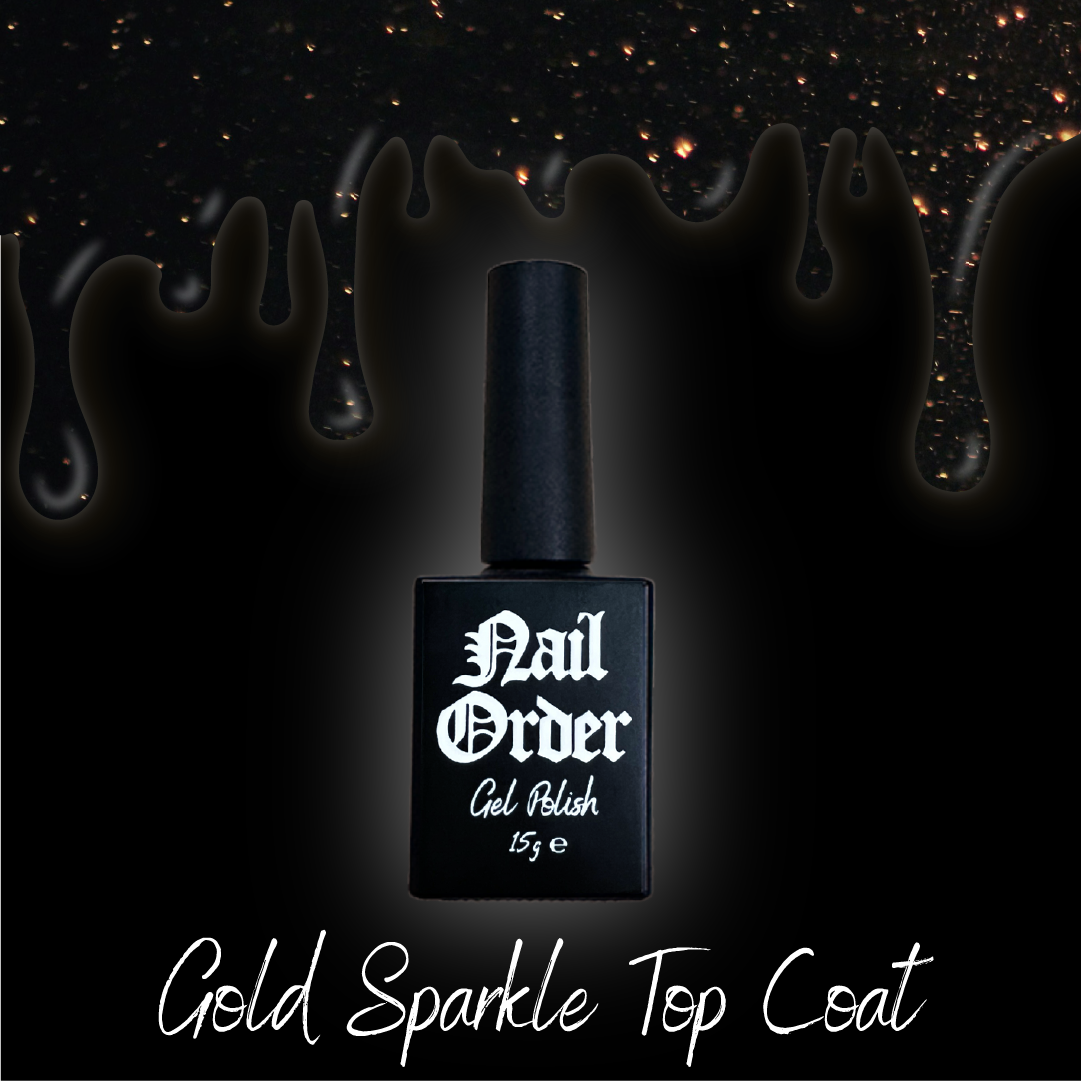 Sparkle Top Coat (2 variants) - Nail Order Gold Sparkle Top Coat